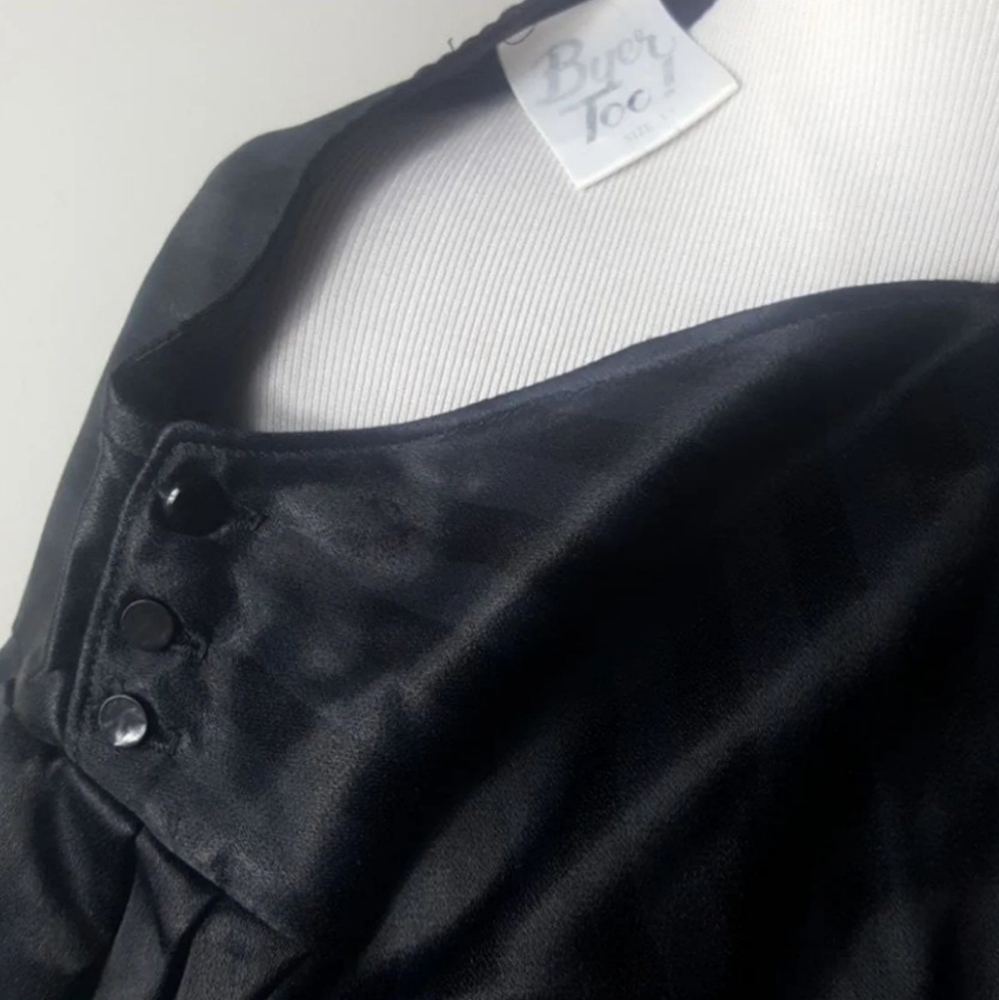 Goth Witchy Black Silky Vintage Pinup Dress - Picture 5 of 7